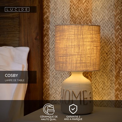 Lucide COSBY - Lampe de table - Ø 16,5 cm - 1xE14 - Gris